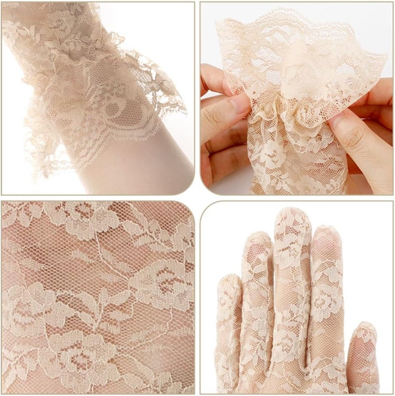 anpiwshjo Lace Gloves for Wedding Tea Party, Evening Gloves for Women - Image 3